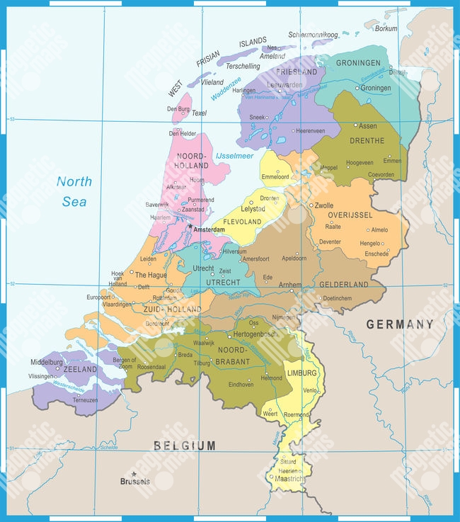 Magnetick Mapa Holandska Ilustrovan Farebn